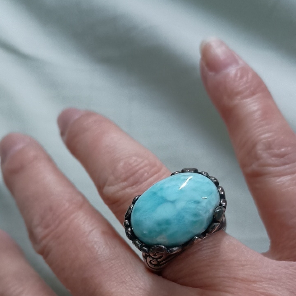 Larimar and Silver Ring